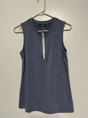 Orandesigne blue tank with 3/4 zipper size S NWT